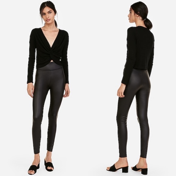 X.J. BOOST Sexy Black Faux Leather Leggings 🌿 - Picture 2 of 10